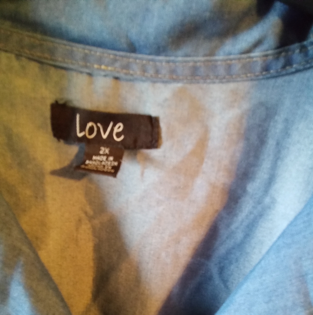 Love Brand Chambray Button Front Shirt Dress 2X - Picture 3 of 7